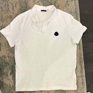 Moncler White cotton Polo with Black Patch Logo